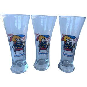 Set of 3 VINTAGE Anheuser-Busch, Inc. Bud Light Spuds Mackenzie 11 oz. Glasses